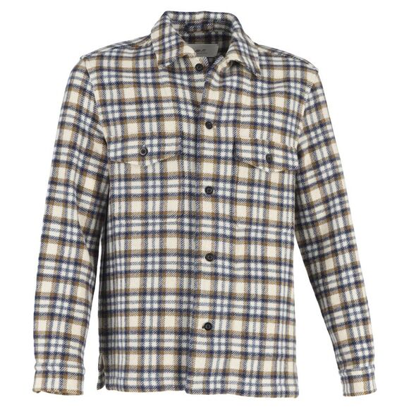 Mr. P. Checked Button-Down Overshirt in Multicolor Wool